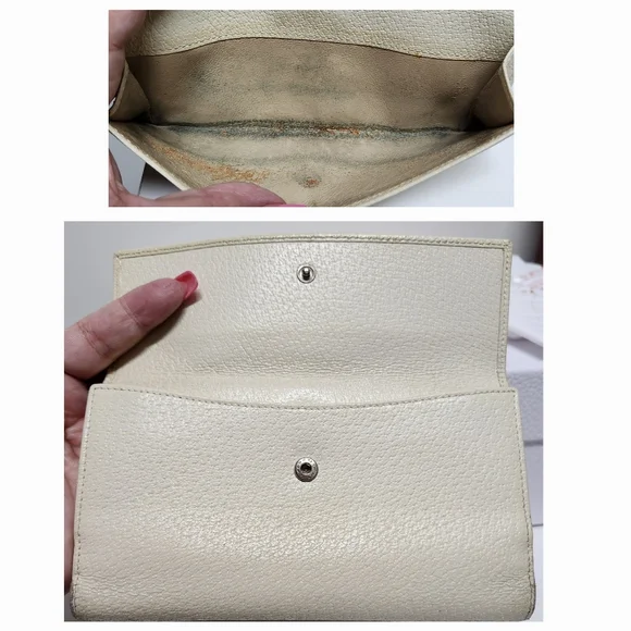 GUCCI G Clasp Continental Pebble Grain Ivory Leather Wallet Auth #035.2778.2097 - Picture 10 of 16